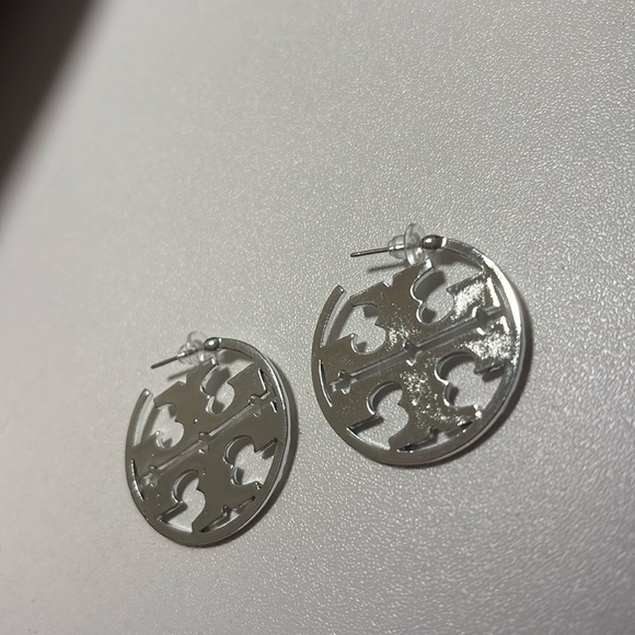 Silver Logo Hoop Earrings - Picture 4 of 6